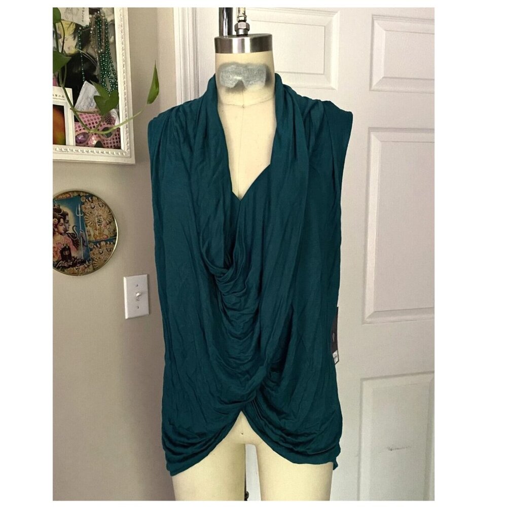 JENNIFER LOPEZ JLo Green Rayon Draped Camisole Tank slip Top shirt *SMALL*
